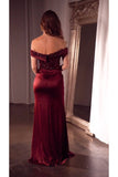 Ladivine CR877 Dress Off the Shoulder Sequin Bodice Formal Gown