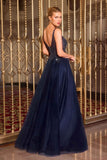 Ladivine CR880 Layered Tulle Skirt V-Neck A-Line Ball Gown