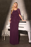Ladivine CR884 Cape Sleeve Soft Flowing Chiffon MOB Dress
