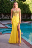 Ladivine CW301 High Glamour Strapless Sheer Bodice Evening Gown