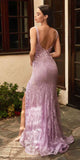 Cinderella Divine CD967 Long Fitted Lace Applique Sheath Gown
