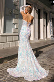 Nox Anabel D1269 Detachable Long Sleeves Floral Sequin Mermaid Gown