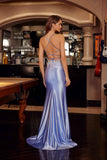 Nox Anabel D1760 Plunging V-Neckline Sequined Applique Prom Gown