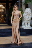 Nox Anabel D1765 Strapless V-Neckline Side Split Prom Gown