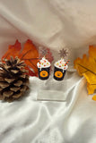 Spooky Pumpkin Latte Cup Statement Earrings 🎃✨