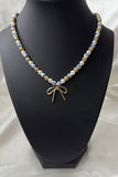 Coquette Blue Belle Ceramic Bow Charm Necklace