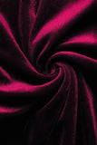 Velvet High-Waisted Wrap Skirt – Wine Red