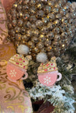 Pink Xmas Hot Cocoa Drop Earrings