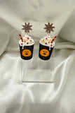 Spooky Pumpkin Latte Cup Statement Earrings 🎃✨
