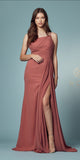 Nox Anabel E1005 Long One Shoulder Chiffon Evening Gown