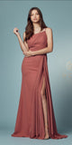 Nox Anabel E1005 Long One Shoulder Chiffon Evening Gown