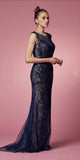 Nox Anabel E1006 Fitted Sheath Formal Lace Dress with Illusion Neckline
