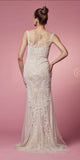 Nox Anabel E1006 Fitted Sheath Formal Lace Dress with Illusion Neckline