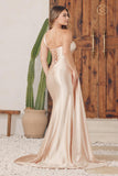 Nox Anabel E1239 Floor Length Satin Gown Side Sash with Leg Slit