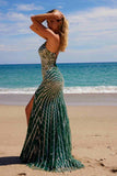 Nox Anabel E1530 Fitted Floor-Length Dress With A Fully Beaded Applique V-Neckline