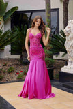 Nox Anabel E1532 Satin Sequin Applique Boned Waist Mermaid Dress