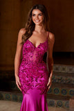 Nox Anabel E1532 Satin Sequin Applique Boned Waist Mermaid Dress