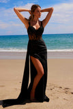 Nox Anabel E1711 Sheer Corset Beaded Applique Dress with Slit