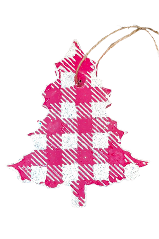 Pink Plaid Christmas Tree Car Freshie