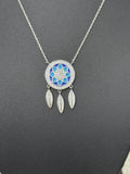 White Gold Dipped Dreamcatcher Pendant Necklace