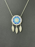 White Gold Dipped Dreamcatcher Pendant Necklace