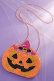 Beaded Pumpkin Halloween Crossbody Bag