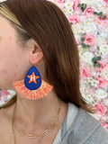 Astros Inspired Tassel Earrings