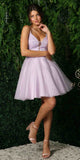 Nox Anabel E779 Plunging V-Neck Embroidered Bodice Short Dress