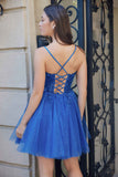 Nox Anabel E902 Short A-Line Applique Sleeveless Homecoming Dress