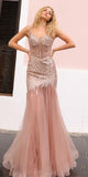 Nox Anabel F1467 Long Sweetheart Sleeveless Tulle Mermaid Gown