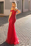 Nox Anabel F1469 Long Cold Shoulder Corset Sequin Fitted Gown