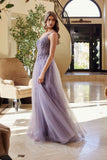 Nox Anabel F1567 Embroidered A-Line Sheer Boned Waistline Dress