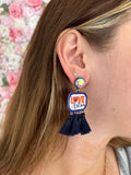 Astros Inspired Tassel Earrings