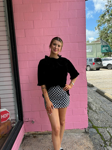 Checkered Mesh Skirt