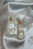 Champagne Bottle Pop Love Statement Drop Earrings
