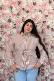 Cider & Stripes Tie-Front Button Down Blouse