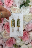 Lovey Drop Fern Flower & Brass Earrings