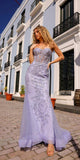 Nox Anabel G1258 Strapless Lace Applique Corset Bodice Mermaid Gown