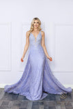 Nox Anabel G1353 Long Boho Inspired Embroidered V-Neck Mermaid Gown