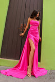 Nox Anabel G1367 Long Side Sash Strapless Fitted Sexy Satin Gown