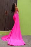 Nox Anabel G1367 Long Side Sash Strapless Fitted Sexy Satin Gown