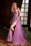 Nox Anabel G1371 Long A-Line Tulle Dress With A Sweetheart Top Sequin Applique