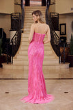 Nox Anabel G1650 Strapless Dress With A Semi-Sweetheart Top Embroidery - Slit