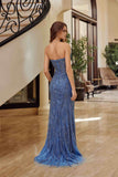 Nox Anabel G1650 Strapless Dress With A Semi-Sweetheart Top Embroidery - Slit
