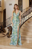 Nox Anabel G1651 Deep V-Neck Fully Beaded Fringed Waistline Dress