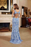 Nox Anabel G1651 Deep V-Neck Fully Beaded Fringed Waistline Dress