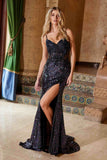 Nox Anabel G1655 Lace-Up Sequin Sheer Boned Waistline Dress