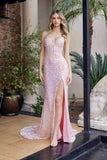 Nox Anabel G1655 Lace-Up Sequin Sheer Boned Waistline Dress