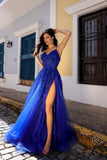 Nox Anabel H1350 Long A-Line Glitter Tulle Embroidered Sequin Applique Dress
