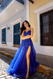 Nox Anabel H1350 Long A-Line Glitter Tulle Embroidered Sequin Applique Dress